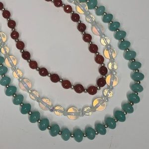 Beautiful Handcrafted 3-strand Necklace Set Natural Stone Beaded set 18.…